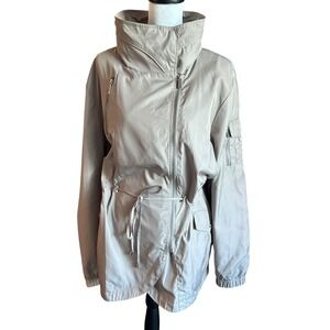 French Connection Jacket Women's  2X Beige Anorak Jacket Drawstring Funnel Neck